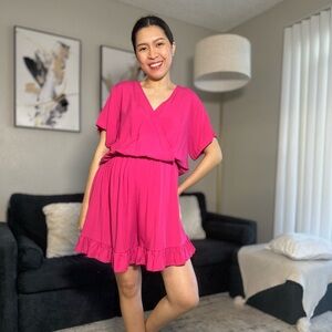 Macy Romper | V-Neck | Ruffles | Spring Outfit  | PINK